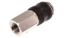 Quick coupling (black sliding sleeve) NW5 with inner thread, brass nickel -plated (MSV)