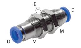 Bulkhead Transit Coupling with Shut-Off Valve Push-In - Dimensions