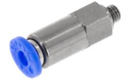 Non-return valve with metric external thread and push-in connection