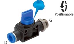 3-2 Way Valve Cylindrical External Thread Push-In Connection - Dimensions