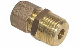 Straight compression fitting with conical, external thread