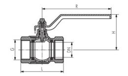 Ball valves, 2-part, with full passage, short form, up to 50 bar Drawing