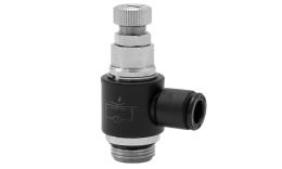 Combiflow control valve with rotatable Push-in fitting and handwheel