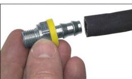 Application example - Cut the hose rectangularly. For easy assembly, moisten the nipple with soap solution