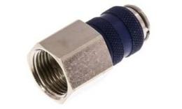 Quick coupling (blue sliding sleeve) NW5 with inner thread, brass nickel -plated (MSV)