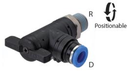 Knee ball valve external thread push-in connection - dimensions Knee ball valve external thread push-in connection - dimensions