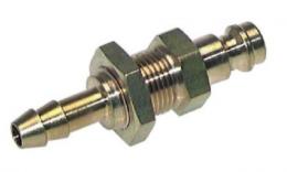 Plug-in nipple NW 5 with bulkhead transit and hose barb Brass