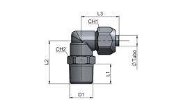 Swivel knee screw-in coupling drawing