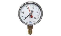 Pressure gauge brass, robust, class 1.0 option trail indicator