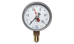 Pressure gauge brass, robust, class 1.0 option trail indicator
