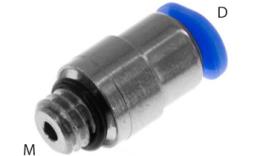 Giunto a vite a innesto diritto, 3mm, M6, O-ring, mini - dimensioni Giunto a vite a innesto diritto, 3mm, M6, O-ring, mini - dimensioni