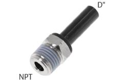 Plug-in screw-in couplings with NPT thread for inch hose - dimensions