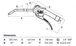 Air blow guns 1-4 BSP female, extended - Air-Boy Drawing