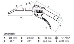Luchtblaaspistolen 1-4 BSP female, verlengd - Air-Boy_tekening
