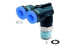 IQS - Knee Y push in screw-in coupling conical thread