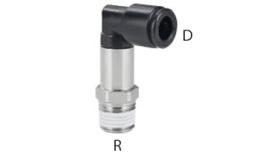 Top line verlengde draaibare knie inschroefkoppeling conische draad - afmeting