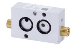 NAMUR flow regulator for 3/2-way valve with adjusting screw