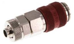 Quick coupling (red sliding sleeve) NW5 with upper coupling, brass nickel -plated (MSV)