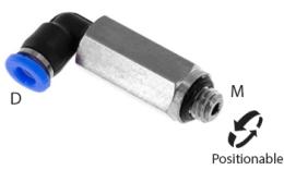 Knie-Steck-Einschraubkupplung lang mit O-Ring, 3mm, M5, mini - Abmessungen