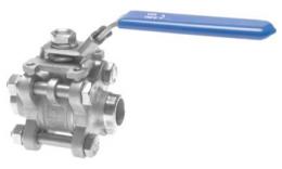 3-part stainless steel ball valves with full bore and welded ends up to 63 bar