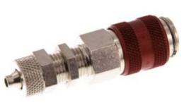 Snelkoppeling (rode schuifhuls) NW5 met schotdoorvoer en opsteekkoppeling, Messing vernickeld (MSV)