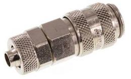 Double -sided lockable quick coupling NW5 with upper coupling, brass nickel -plated (MSV)