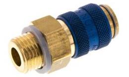 Quick coupling (blue sliding sleeve) NW5 with external wire, brass (MS)