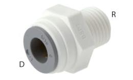 Acoplamiento push-in recto, rosca en R, métrico - dimensiones