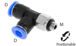 Raccord à visser en L avec joint torique, 4mm, M5, mini - dimensions