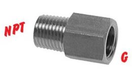 Reducing nipple NPT thread external - BSPT G thread internal stainless steel