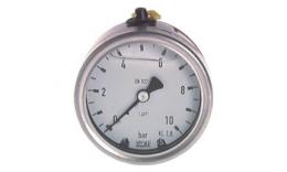 Glycerine pressure gauge horizontal Ø 63 mm, chemical version, class 1.6