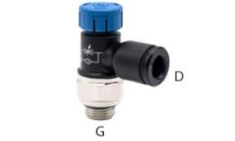 Soupape de régulation de vitesse avec verrouillage, filetage G - dimensions