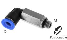Giunto a vite a ginocchio push-in lungo con O-ring, 6mm, M7, mini - dimensioni