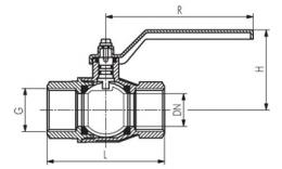 Ball valve 2-part with full passage Drawing