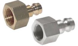 Plug-in nipple NW 5 with female thread Brass & stainless steel