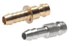 Plug-in nipple NW 5 with hose tail Brass & stainless steel