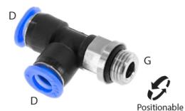 Acoplamento de parafuso em L com O-Ring, G 1-8", Mini - Dimensões