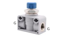 Speed control valve with locking ring - dimensions