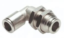 Knee push-in bulkhead coupling, Nickel-plated brass