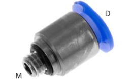 Raccord droit à visser, 6mm, M5, joint torique, mini - dimensions