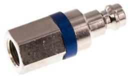 Koppelingsstekker (blauwe schuifhuls) NW5 met binnendraad, Messing vernickeld (MSV)