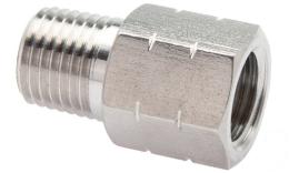RVS - Verloopnippel conische R-draad uitwendig - NPT-draad inwendig RV
