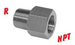 Stainless steel - Gradient nipple conical R-thread external - NPT thread internal RV