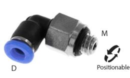 Knie push-in inschroefkoppeling O-ring, 3mm, M5, mini - afmetingen Knie push-in inschroefkoppeling O-ring, 3mm, M5, mini - afmetingen