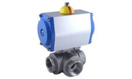 Single-acting stainless steel 3-way ball valve with L-bore