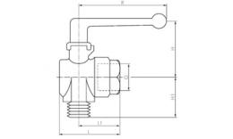 Knee-screw ball valves up to 20 bar Drawing