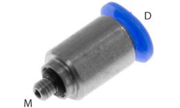 Gerade Steck-Einschraubkupplung, 4mm, M3, O-Ring, mini - Abmessungen Gerade Steck-Einschraubkupplung, 4mm, M3, O-Ring, mini - Abmessungen