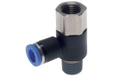 Knee screw-in screw-on coupling with conical thread