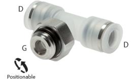 T-screw-in couplings push-in, cylindrical thread, PP