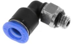 Knie push-in inschroefkoppeling O-ring, 6mm, M6, mini Knie push-in inschroefkoppeling O-ring, 6mm, M6, mini